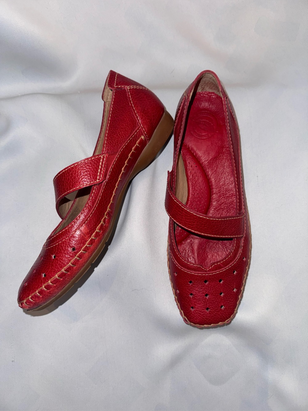 Naturalizer Women’s Red Leather Mary Jane Loafers, Size 7 M